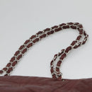 CHANEL Chain Shoulder Bag Lamb Skin Brown Silver CC Auth bs26406-8