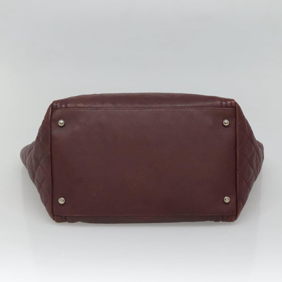 CHANEL Chain Shoulder Bag Lamb Skin Brown Silver CC Auth bs26406