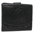 CHANEL Bifold Wallet Lamb Skin Black CC Auth bs26407-1