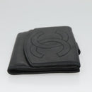 CHANEL Bifold Wallet Lamb Skin Black CC Auth bs26407-3