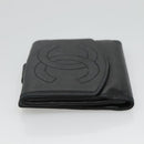 CHANEL Bifold Wallet Lamb Skin Black CC Auth bs26407-4