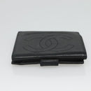 CHANEL Bifold Wallet Lamb Skin Black CC Auth bs26407-5
