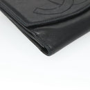 CHANEL Bifold Wallet Lamb Skin Black CC Auth bs26407-14