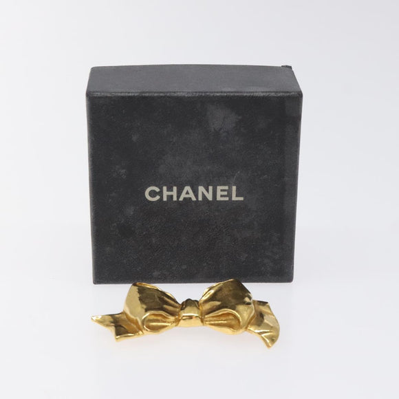 CHANEL Brooch metal Gold Tone CC Auth bs26410