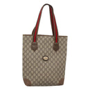 GUCCI GG Plus Supreme Web Sherry Line Tote Bag PVC Beige Red Auth bs26416-1