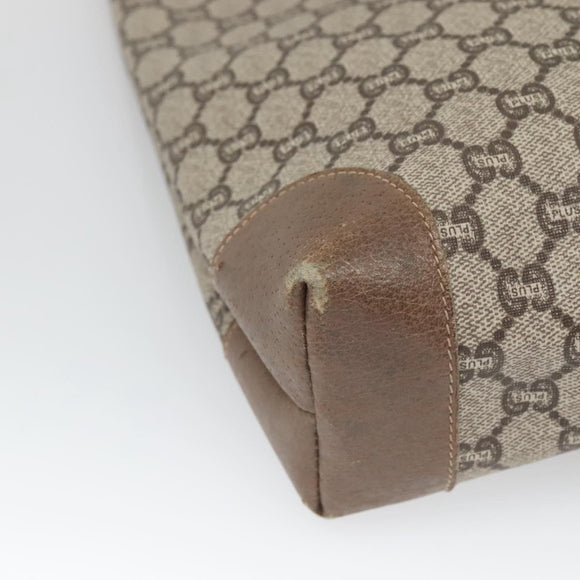 GUCCI GG Plus Supreme Web Sherry Line Tote Bag PVC Beige Red Auth bs26416