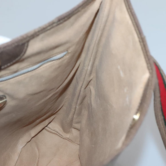 GUCCI GG Plus Supreme Web Sherry Line Tote Bag PVC Beige Red Auth bs26416