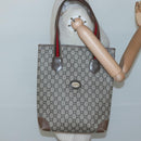 GUCCI GG Plus Supreme Web Sherry Line Tote Bag PVC Beige Red Auth bs26416-19