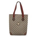 GUCCI GG Plus Supreme Web Sherry Line Tote Bag PVC Beige Red Auth bs26416-13
