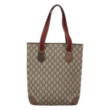 GUCCI GG Plus Supreme Web Sherry Line Tote Bag PVC Beige Red Auth bs26416 - 0