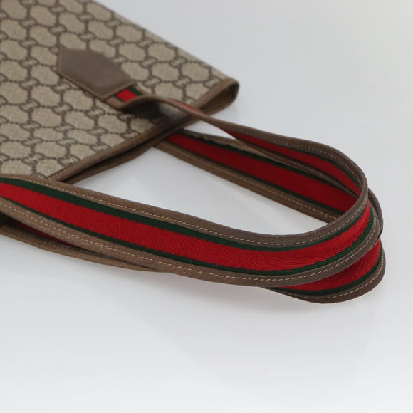GUCCI GG Plus Supreme Web Sherry Line Tote Bag PVC Beige Red Auth bs26416