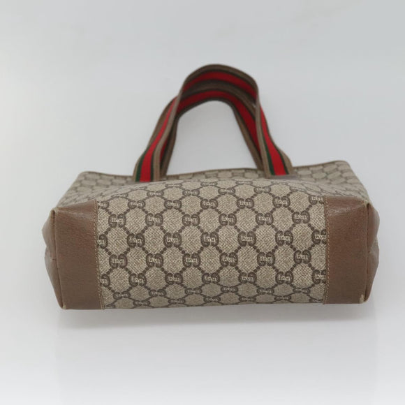 GUCCI GG Plus Supreme Web Sherry Line Tote Bag PVC Beige Red Auth bs26416