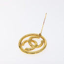 CHANEL Brooch metal Gold Tone CC Auth bs26418-5
