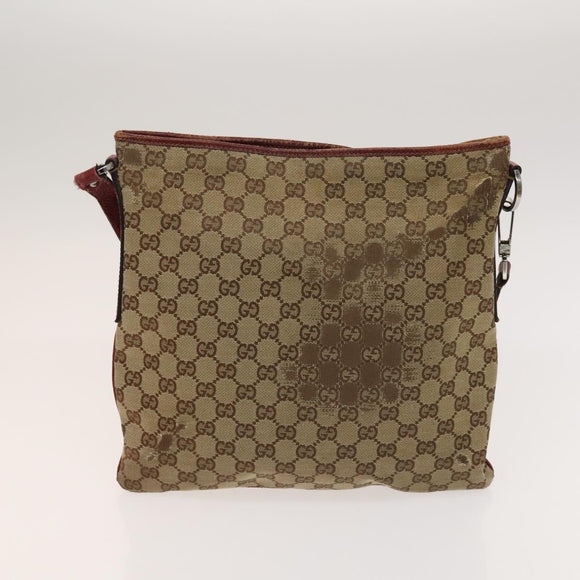 GUCCI GG Canvas GG Supreme Shoulder Bag PVC Canvas 2Set Beige Black Auth bs26435