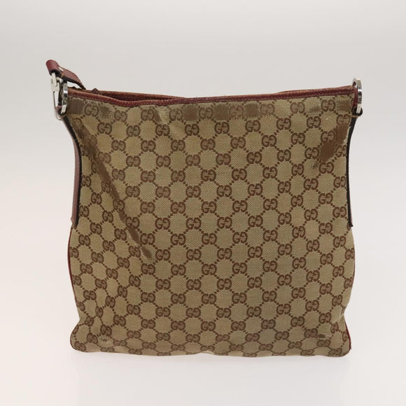 GUCCI GG Canvas GG Supreme Shoulder Bag PVC Canvas 2 Set Beige Black Auth bs26435