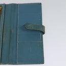 HERMES Bean Long Wallet Leather Blue Auth bs26436-15