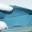 HERMES Bean Long Wallet Leather Blue Auth bs26436-21