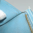 HERMES Bean Long Wallet Leather Blue Auth bs26436-22