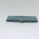 HERMES Bean Long Wallet Leather Blue Auth bs26436-6