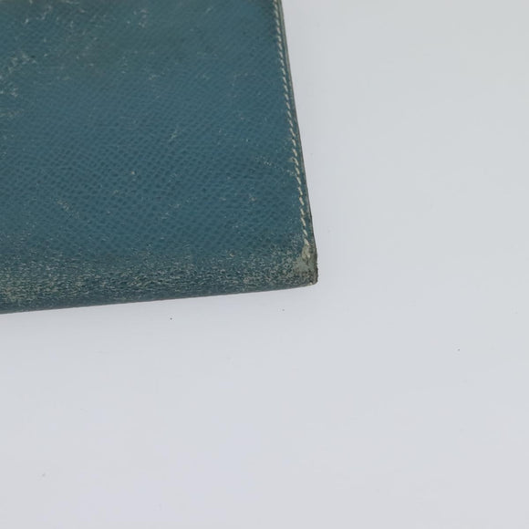 HERMES Bean Long Wallet Leather Blue Auth bs26436