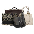 Coach Signature Bag Leather Canvas 4Set Ivory Brown beige Auth bs26438-1