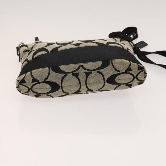 Coach Signature Bag Leather Canvas 4Set Ivory Brown beige Auth bs26438