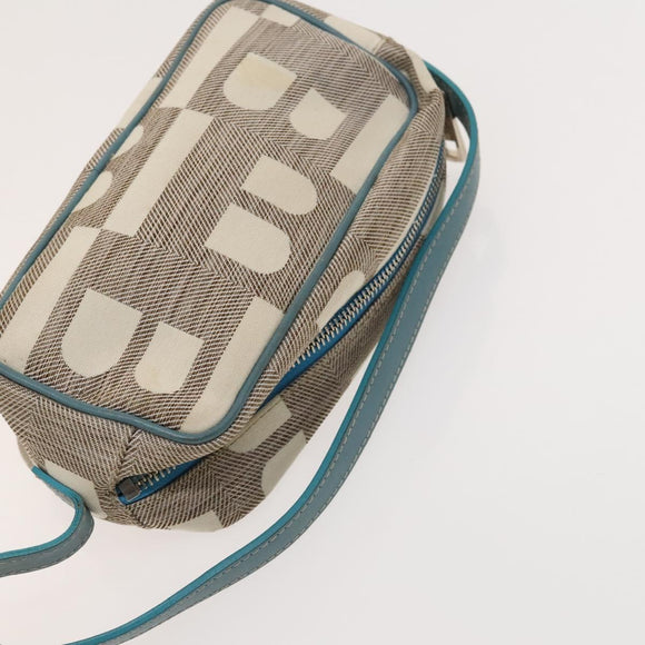 BALLY Hand Bag Canvas 2Set Beige Blue yellow Auth bs26441