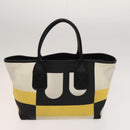 BALLY Hand Bag Canvas 2Set Beige Blue yellow Auth bs26441-2