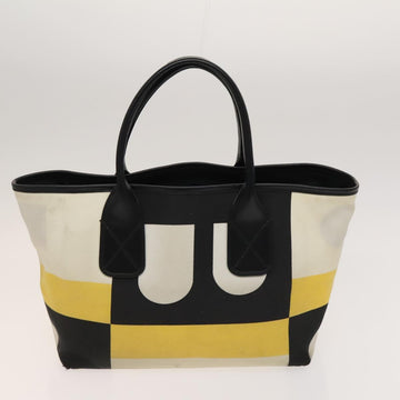 BALLY Hand Bag Canvas 2Set Beige Blue yellow Auth bs26441 - 0