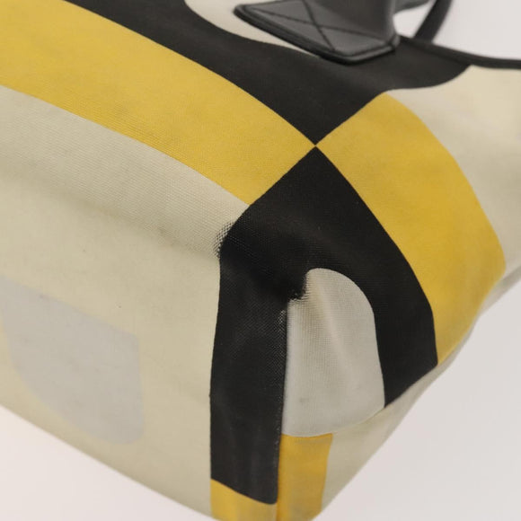 BALLY Hand Bag Canvas 2Set Beige Blue yellow Auth bs26441