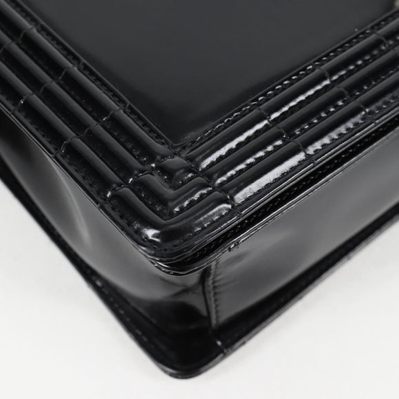 CHANEL Chain Boy Chanel Shoulder Bag Leather Black Silver CC Auth bs26444A