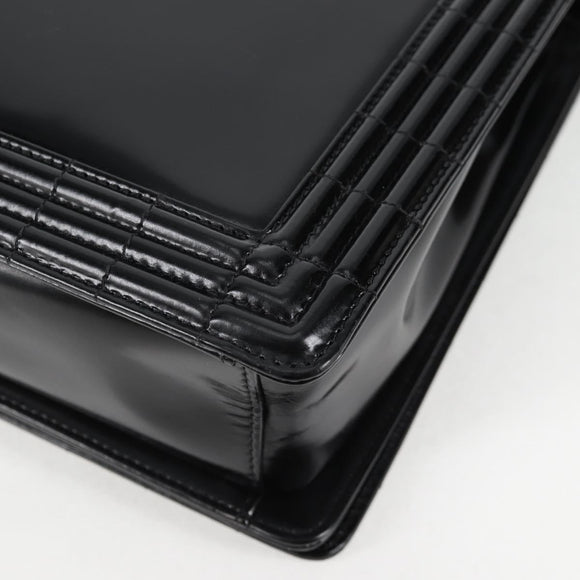 CHANEL Chain Boy Chanel Shoulder Bag Leather Black Silver CC Auth bs26444A