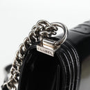 CHANEL Chain Boy Chanel Shoulder Bag Leather Black Silver CC Auth bs26444A-15