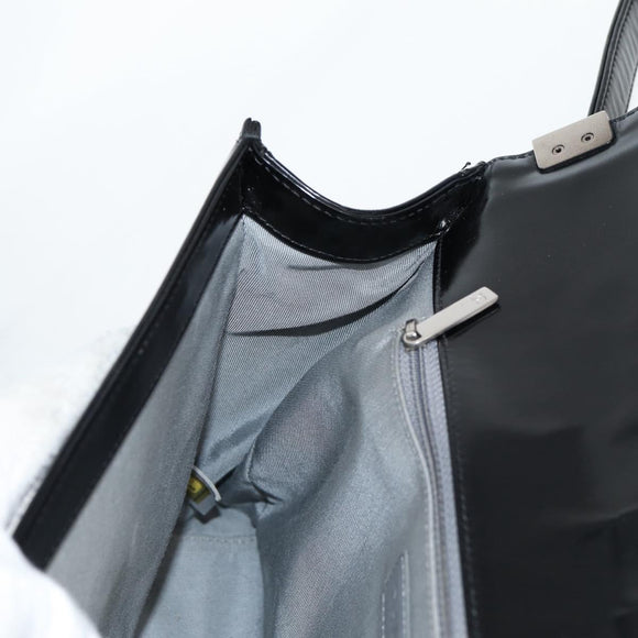 CHANEL Chain Boy Chanel Shoulder Bag Leather Black Silver CC Auth bs26444A