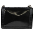 CHANEL Chain Boy Chanel Shoulder Bag Leather Black Silver CC Auth bs26444A-3