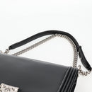 CHANEL Chain Boy Chanel Shoulder Bag Leather Black Silver CC Auth bs26444A-8