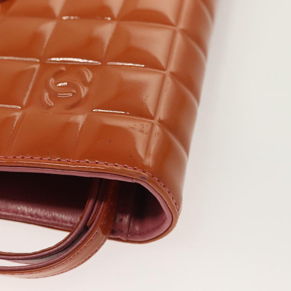 CHANEL Choco Bar Wallet Enamel Orange Gold CC Auth bs26445