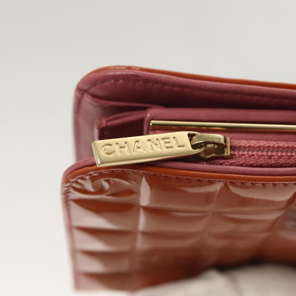 CHANEL Choco Bar Wallet Enamel Orange Gold CC Auth bs26445