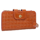 CHANEL Choco Bar Wallet Enamel Orange Gold CC Auth bs26445-1