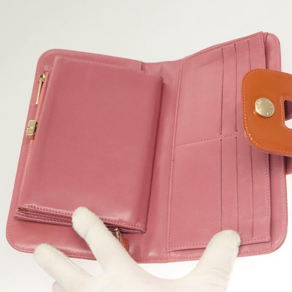 CHANEL Choco Bar Wallet Enamel Orange Gold CC Auth bs26445