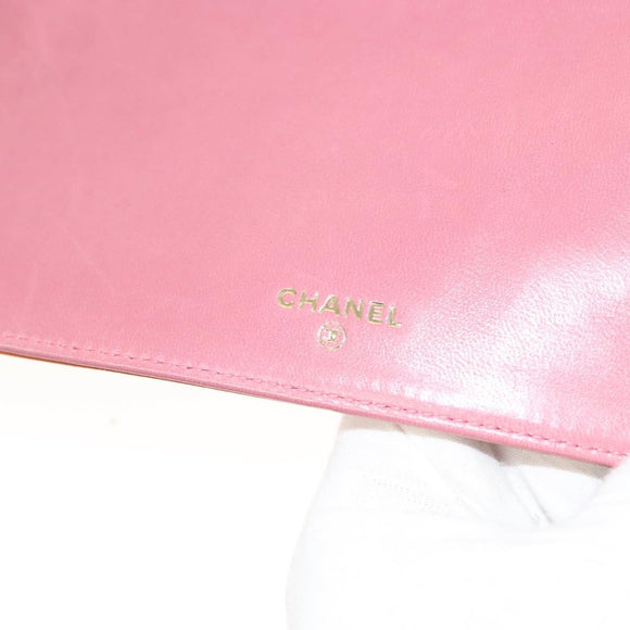 CHANEL Choco Bar Wallet Enamel Orange Gold CC Auth bs26445