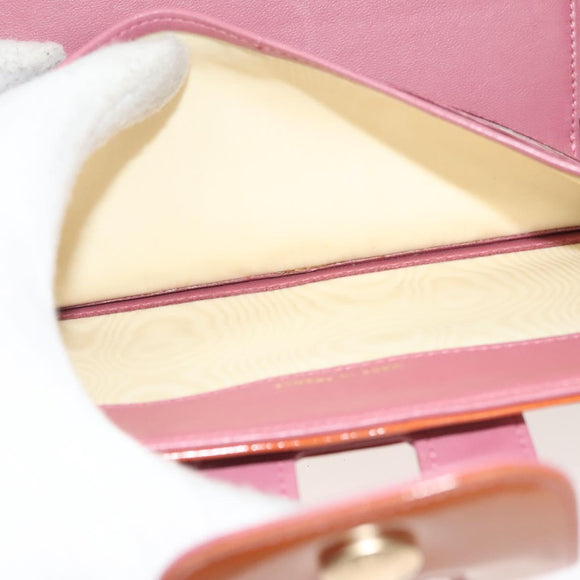 CHANEL Choco Bar Wallet Enamel Orange Gold CC Auth bs26445