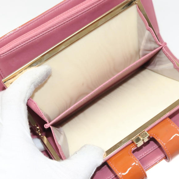 CHANEL Choco Bar Wallet Enamel Orange Gold CC Auth bs26445