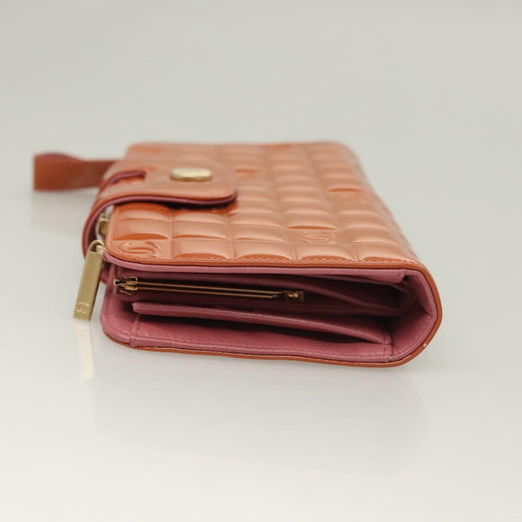 CHANEL Choco Bar Wallet Enamel Orange Gold CC Auth bs26445