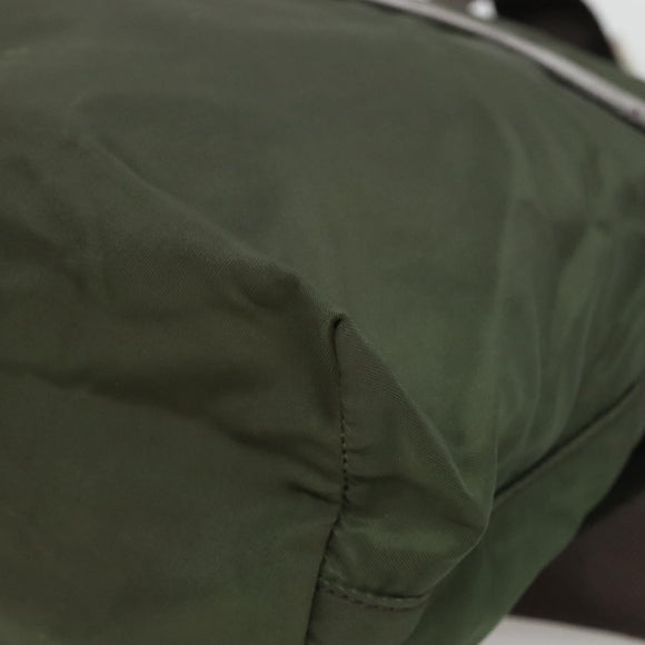 PRADA Shoulder Bag Nylon Khaki Silver Auth bs26478