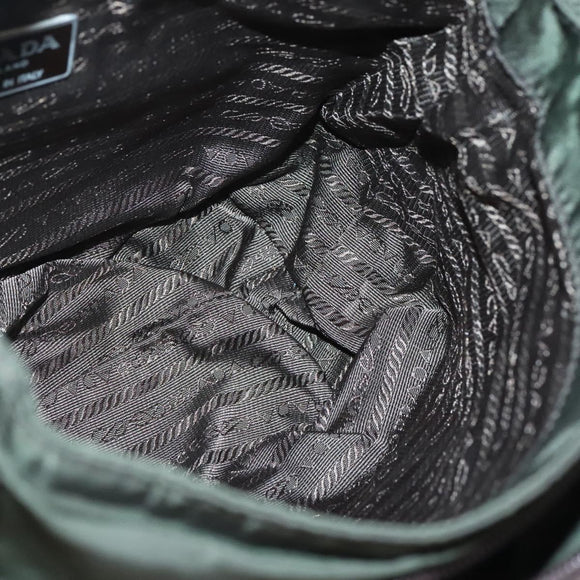 PRADA Shoulder Bag Nylon Khaki Silver Auth bs26478