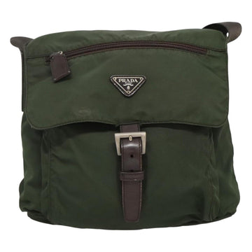 PRADA Shoulder Bag Nylon Khaki Silver Auth bs26478 - 0
