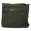 PRADA Shoulder Bag Nylon Khaki Silver Auth bs26478-3