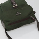 PRADA Shoulder Bag Nylon Khaki Silver Auth bs26478-6