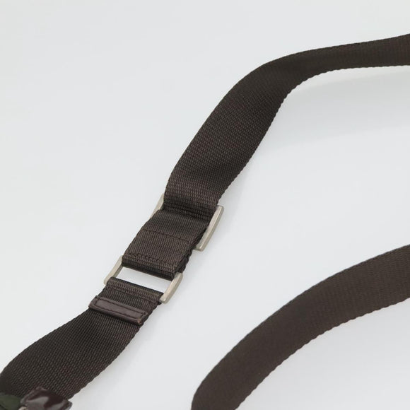 PRADA Shoulder Bag Nylon Khaki Silver Auth bs26478